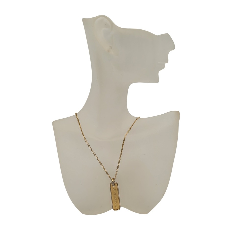 Givenchy Vintage Gold Tone Dog Tag Logo Pendant Necklace Adjustable Chain